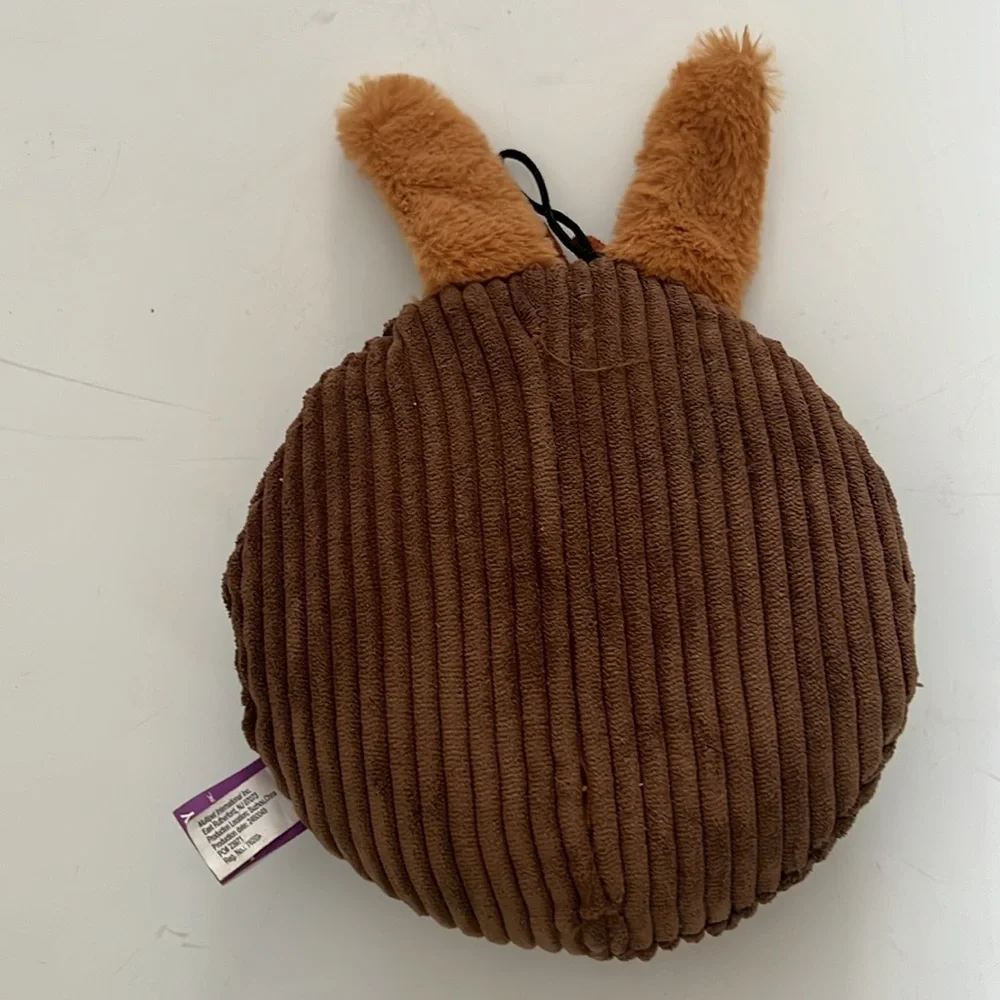 Multi-Pet Brown Corduroy Donkey  Disk Squeaky Dog Toy